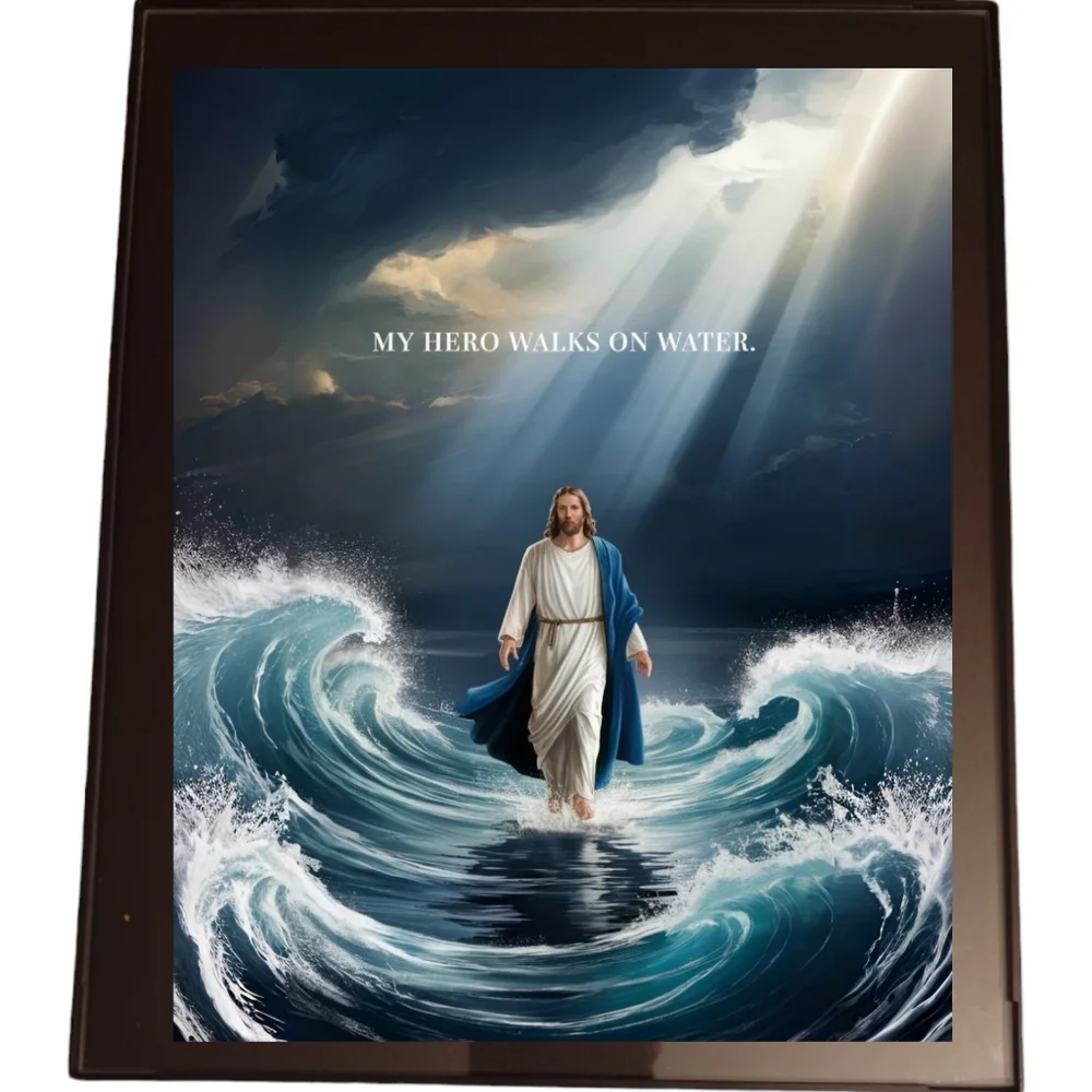 Jesus Walks On Water In A Glass Front Frame 8x10 Picture AI wall art